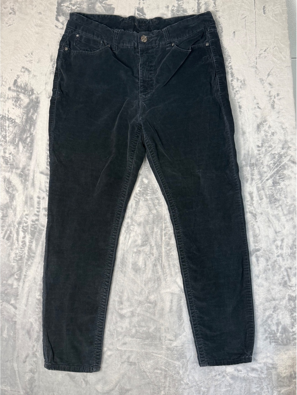 Seven7 Womens Size 16 Black Velvet Skinny Pants Stretch High Rise Tummyless